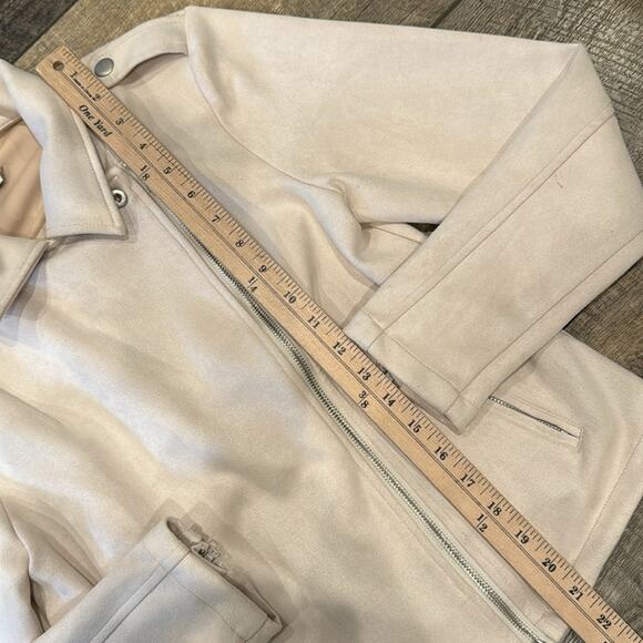 Gilli Faux Suede Moto Floral Embroidered Cream Jacket  Size M - Picture 5 of 10